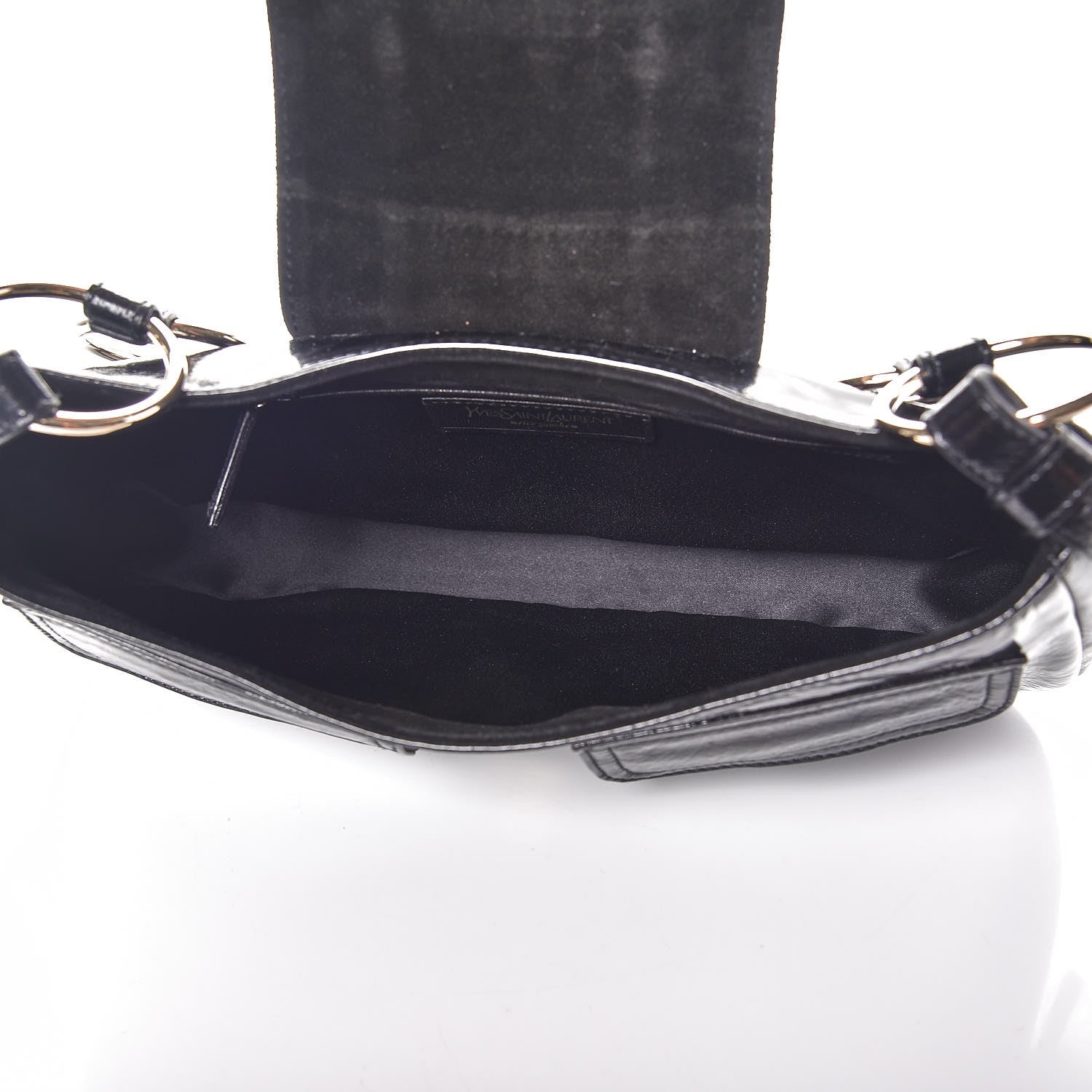 Saint Laurent Textured Patent Corset Chain Shoulder Bag Black 5 of 7