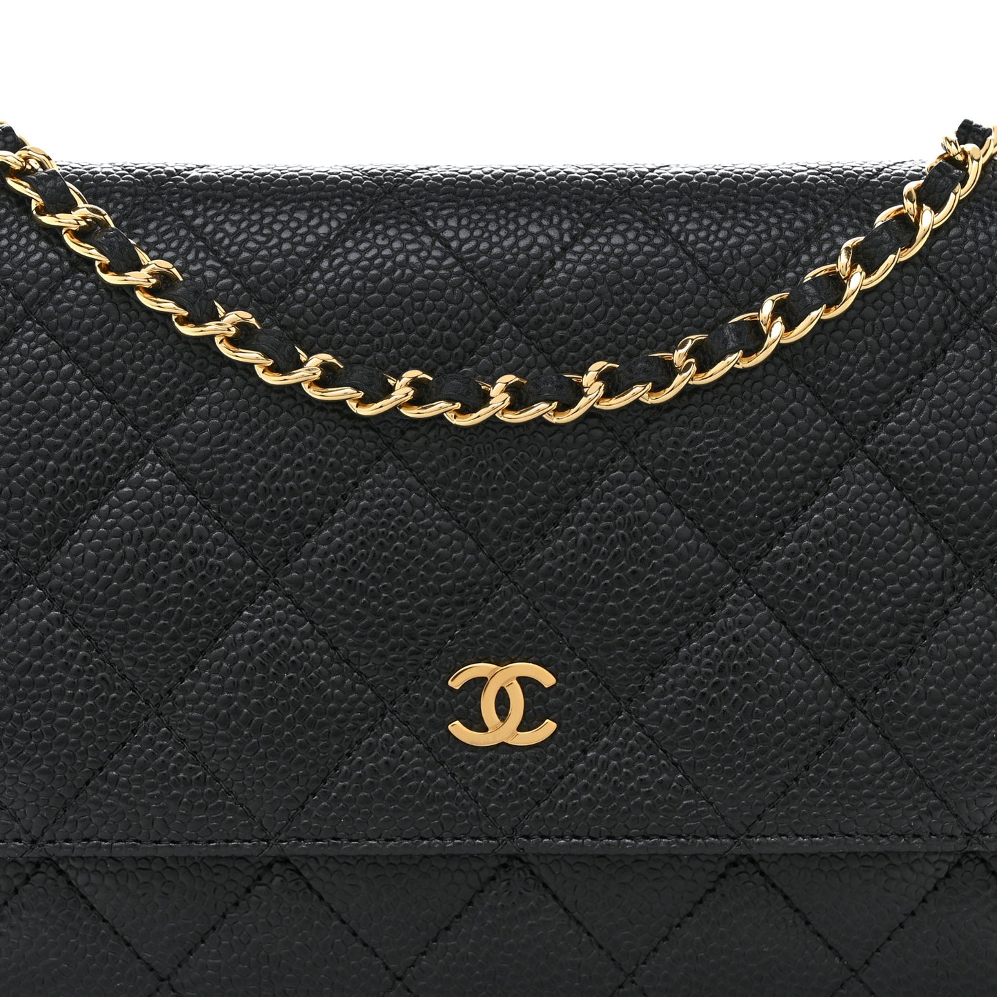 Caviar Quilted Wallet On Chain WOC Black