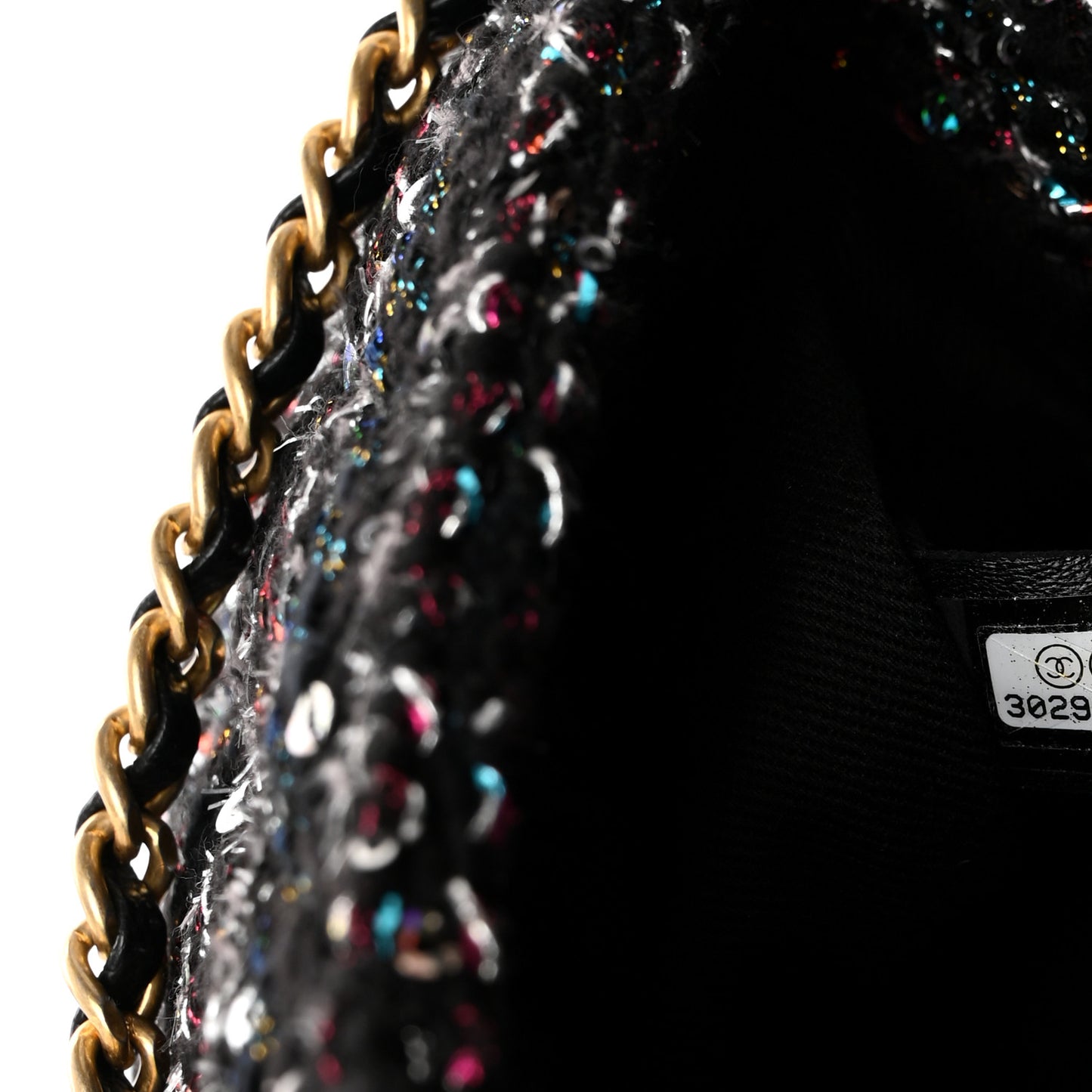 Tweed Sequin Mini Coco Handle Flap Black