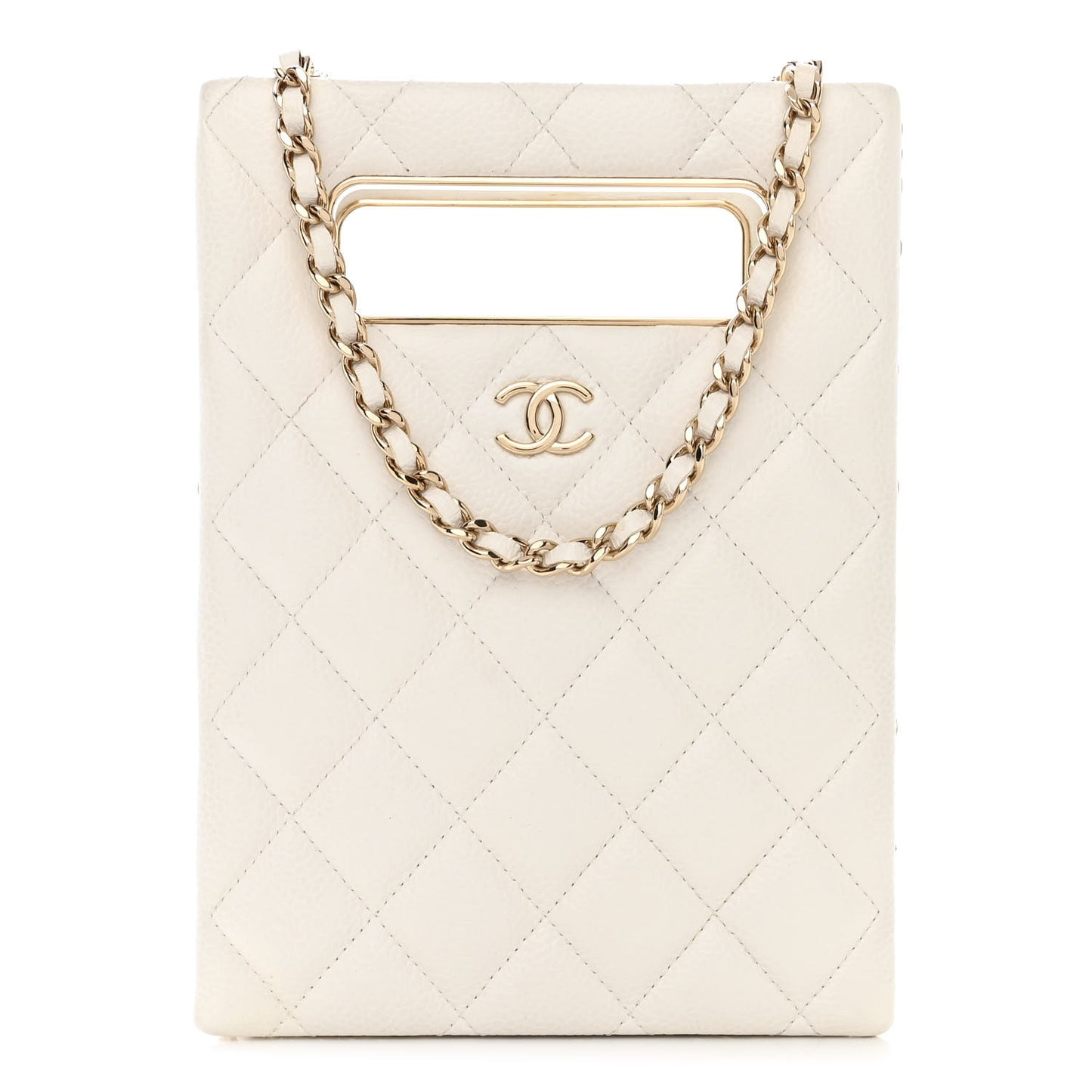 Caviar Quilted Evening Box Bag White