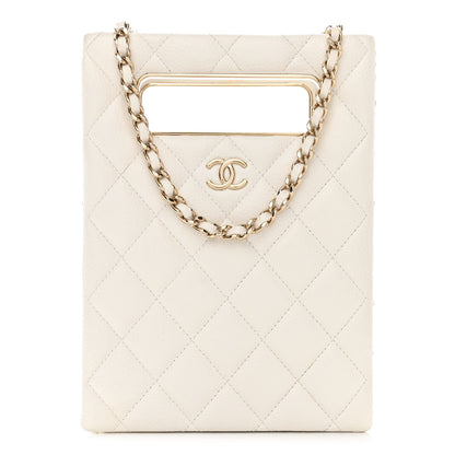 Chanel Caviar Quilted Evening Box Bag White 1 of 14