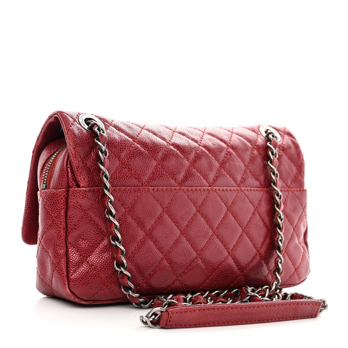 Caviar Quilted Jumbo Easy Flap Red