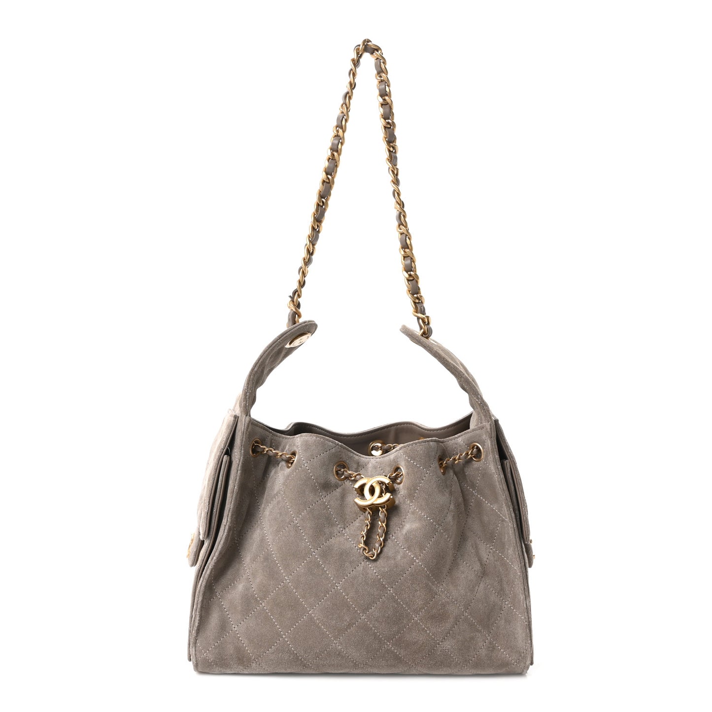 Suede Quilted Small Chanel 25 Handbag Dark Grey