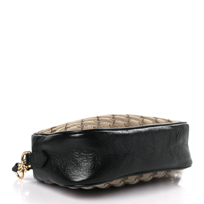 Gucci Monogram Matelasse Diagonal Small GG Marmont Chain Shoulder Bag Beige Black 8 of 12