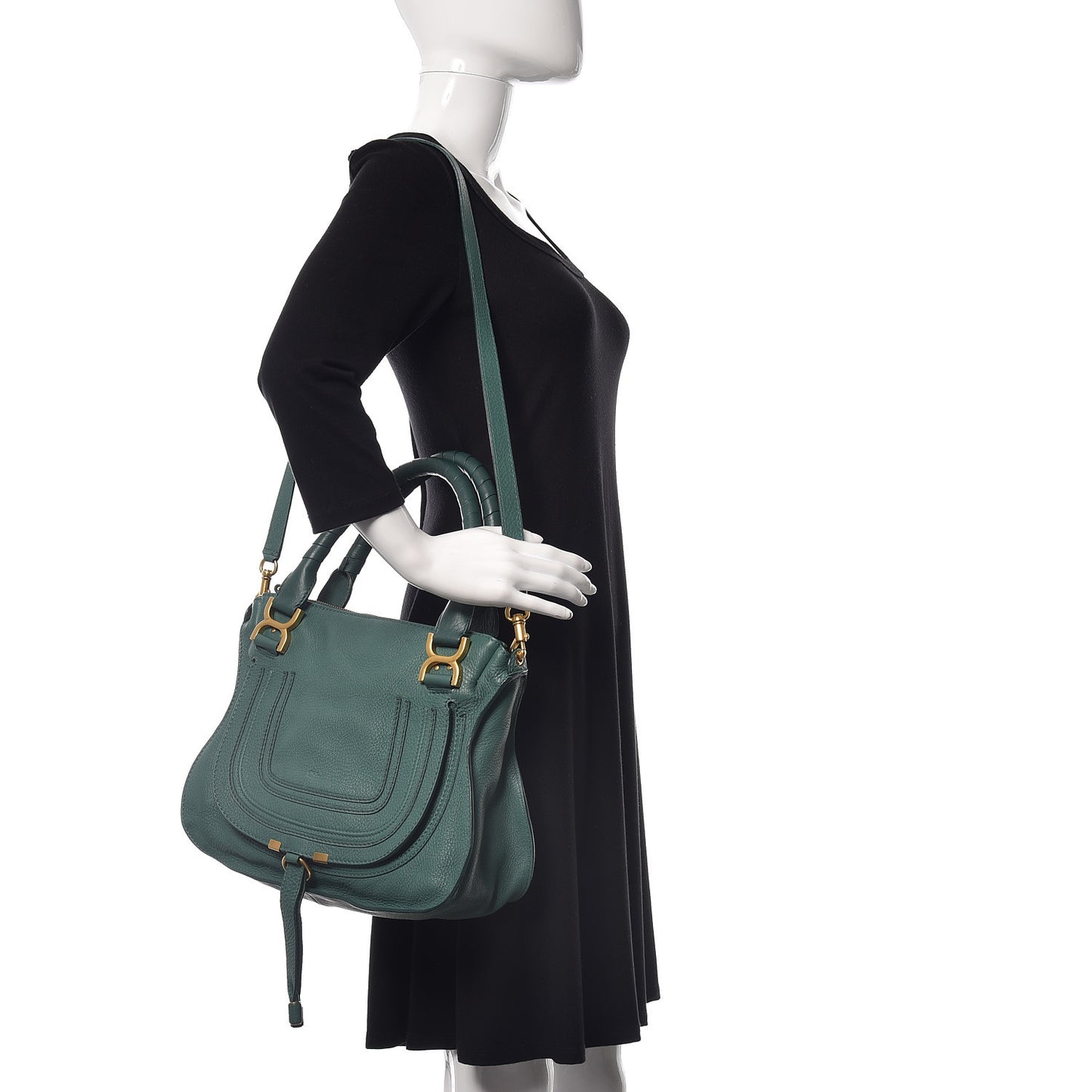 Calfskin Medium Marcie Satchel Emerald
