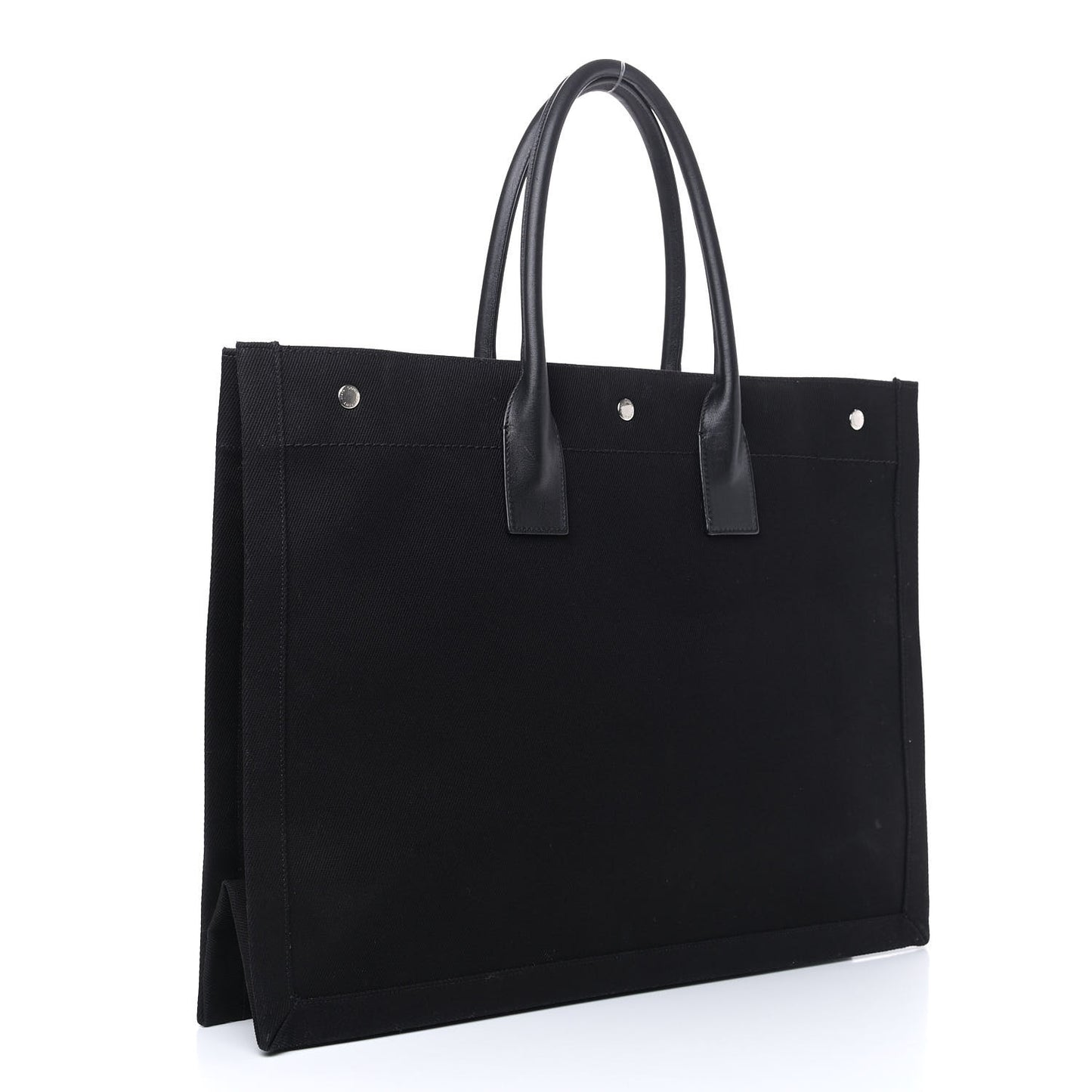 Linen Calfskin Rive Gauche Tote Black