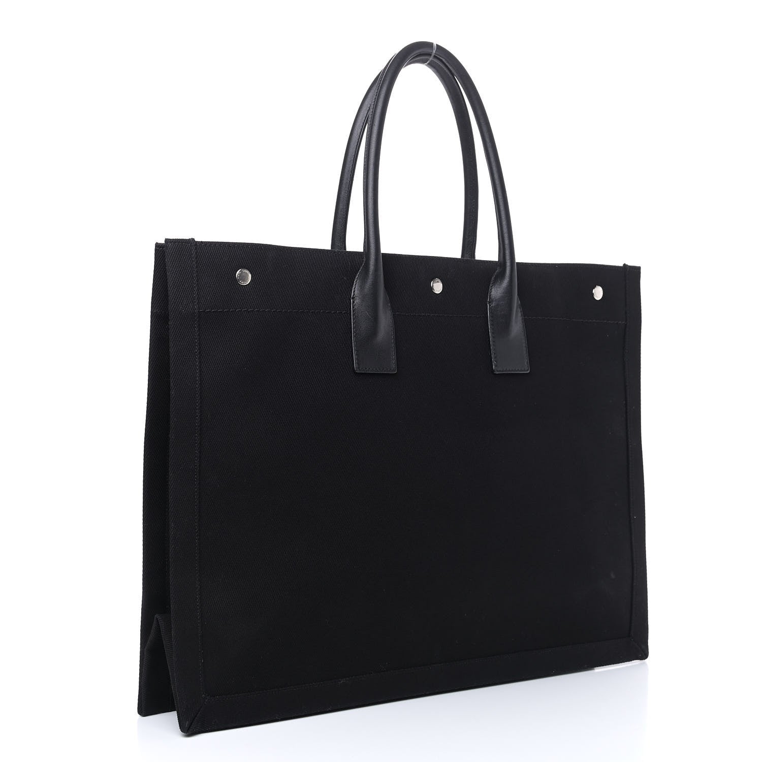 Saint Laurent Linen Calfskin Rive Gauche Tote Black 3 of 9