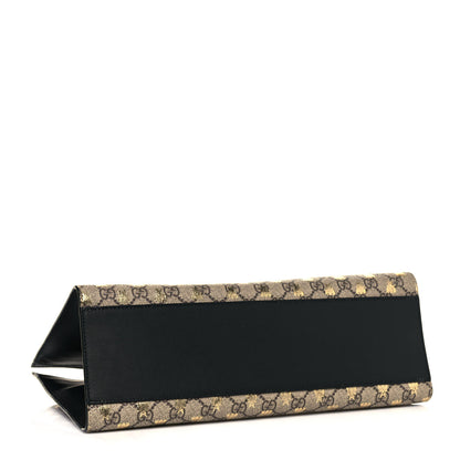 Gucci GG Supreme Monogram Bees Medium Padlock Tote Beige Oro Black 4 of 16
