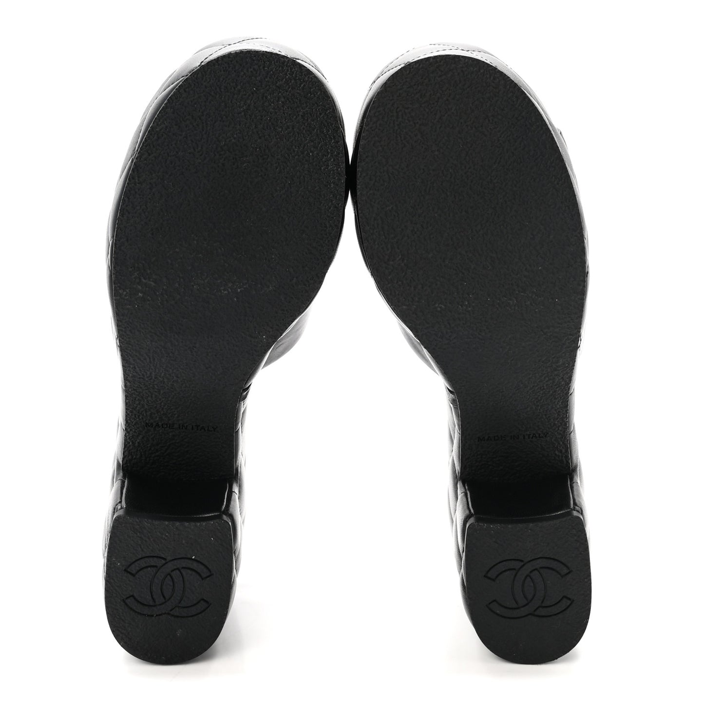 Lambskin Quilted CC Platform Mules 37.5 Black