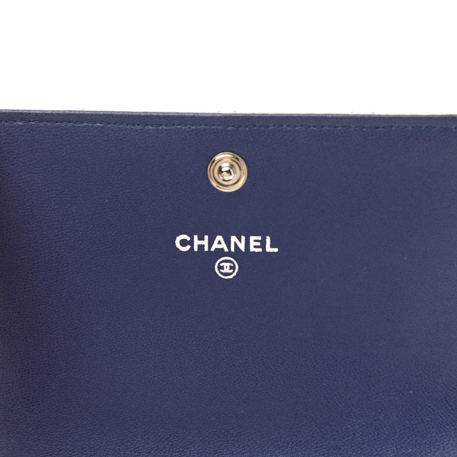 Chanel Faded Lambskin Quilted Card Holder Wallet Blue 6 of 12