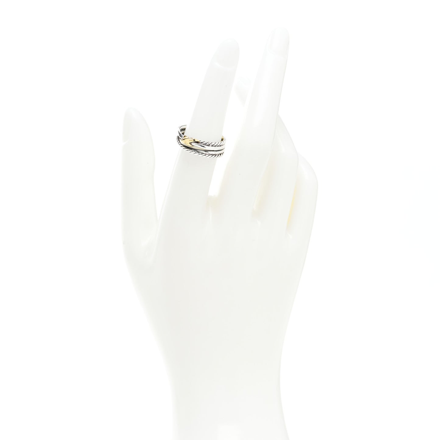 Sterling Silver 18K Yellow Gold 6mm X Crossover Ring 50 5.5