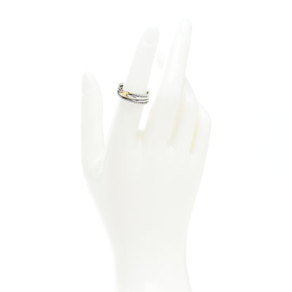David Yurman Sterling Silver 18K Yellow Gold 6mm X Crossover Ring 50 5.5 2 of 4