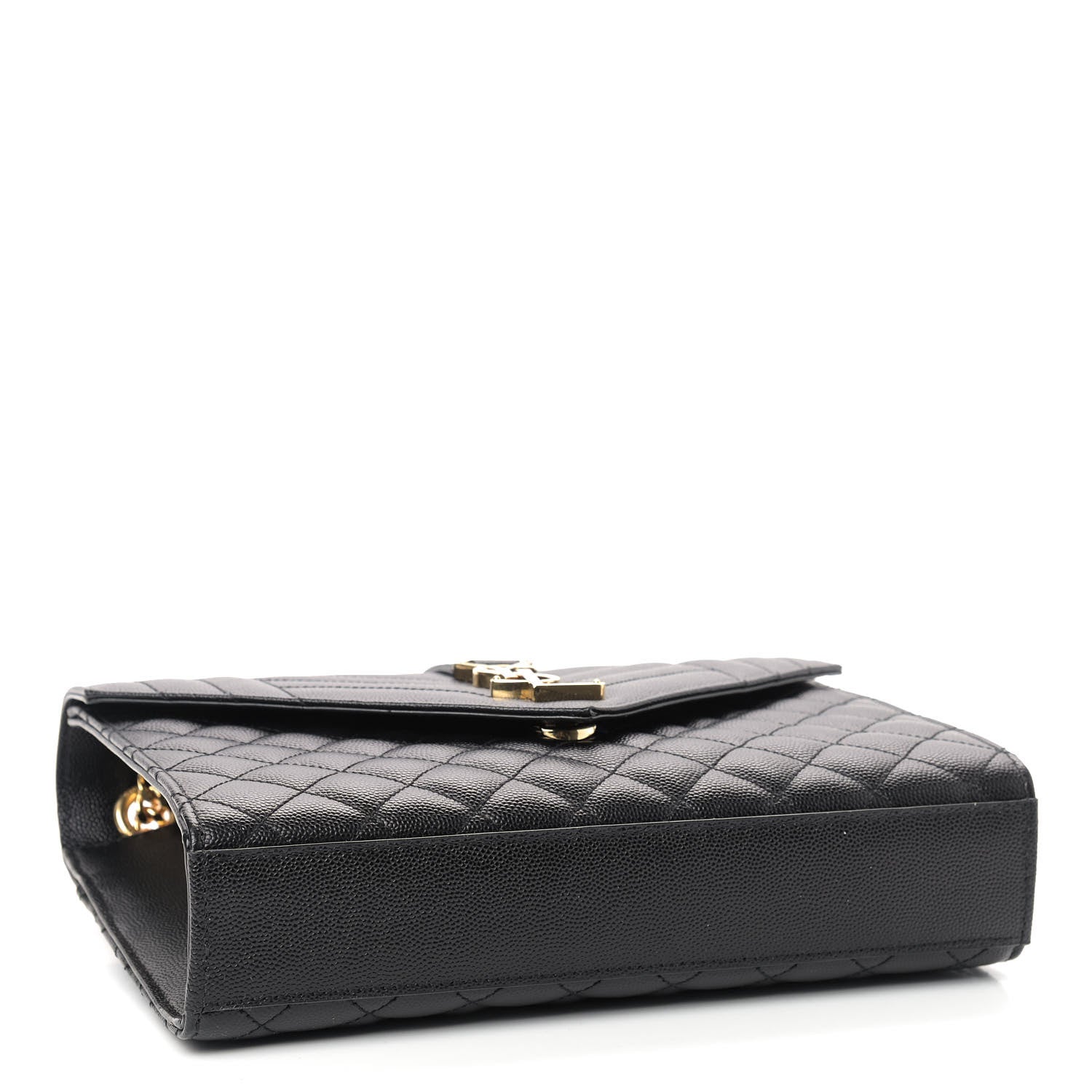 Saint Laurent Grain De Poudre Textured Mixed Matelasse Triquilt Medium Monogram Satchel Black 4 of 9