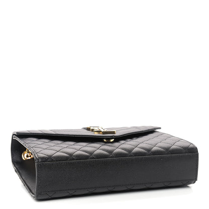 Saint Laurent Grain De Poudre Textured Mixed Matelasse Triquilt Medium Monogram Satchel Black 4 of 9