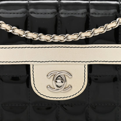 Chanel Patent Lambskin East West Chocolate Bar Flap Black White 8 of 12