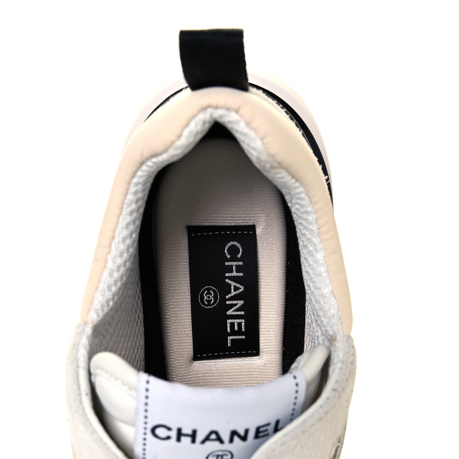Chanel Nylon Calfskin Suede Womens CC Sneakers 39 Ivory Grey Yellow 6 of 8