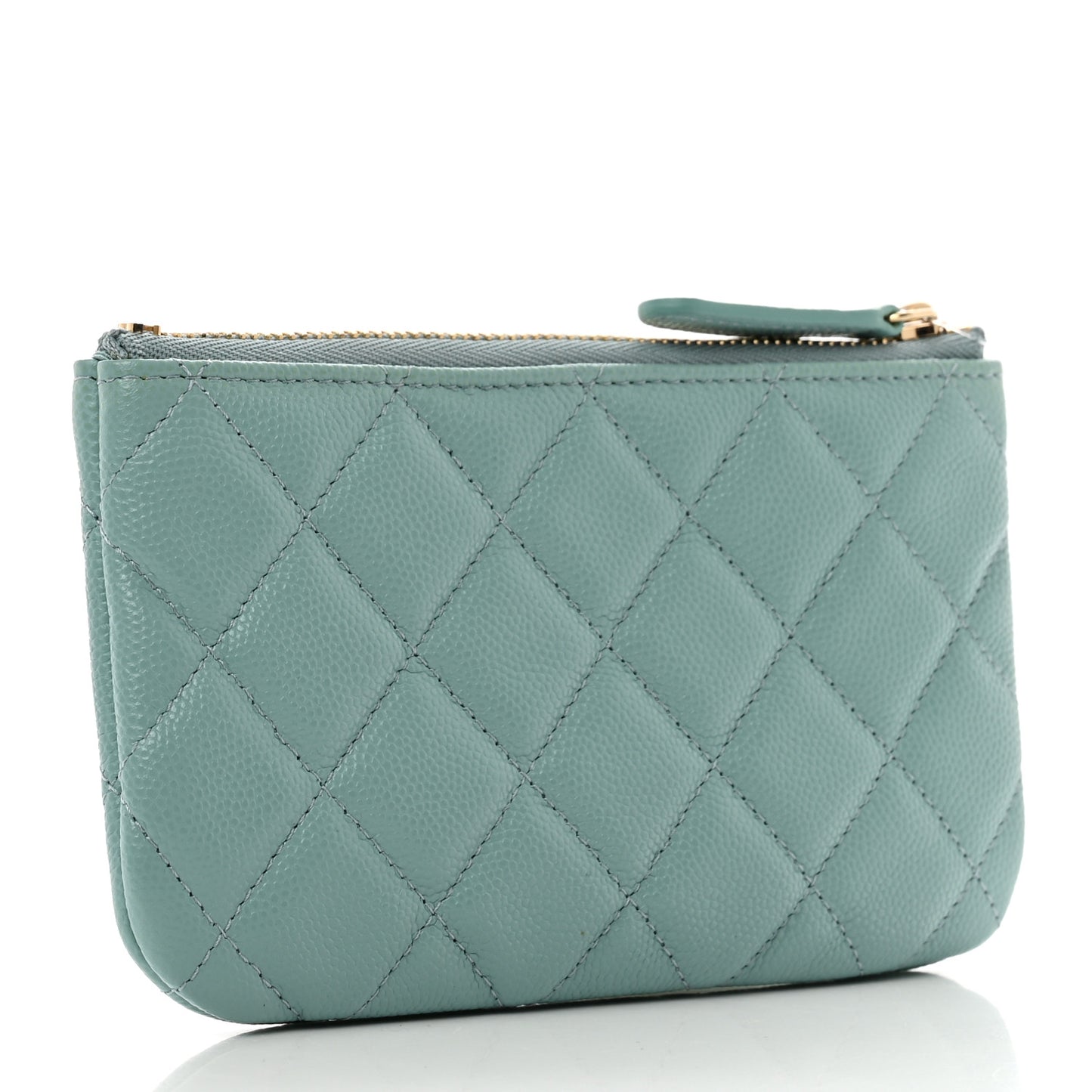 Caviar Quilted Small Cosmetic Case Light Blue