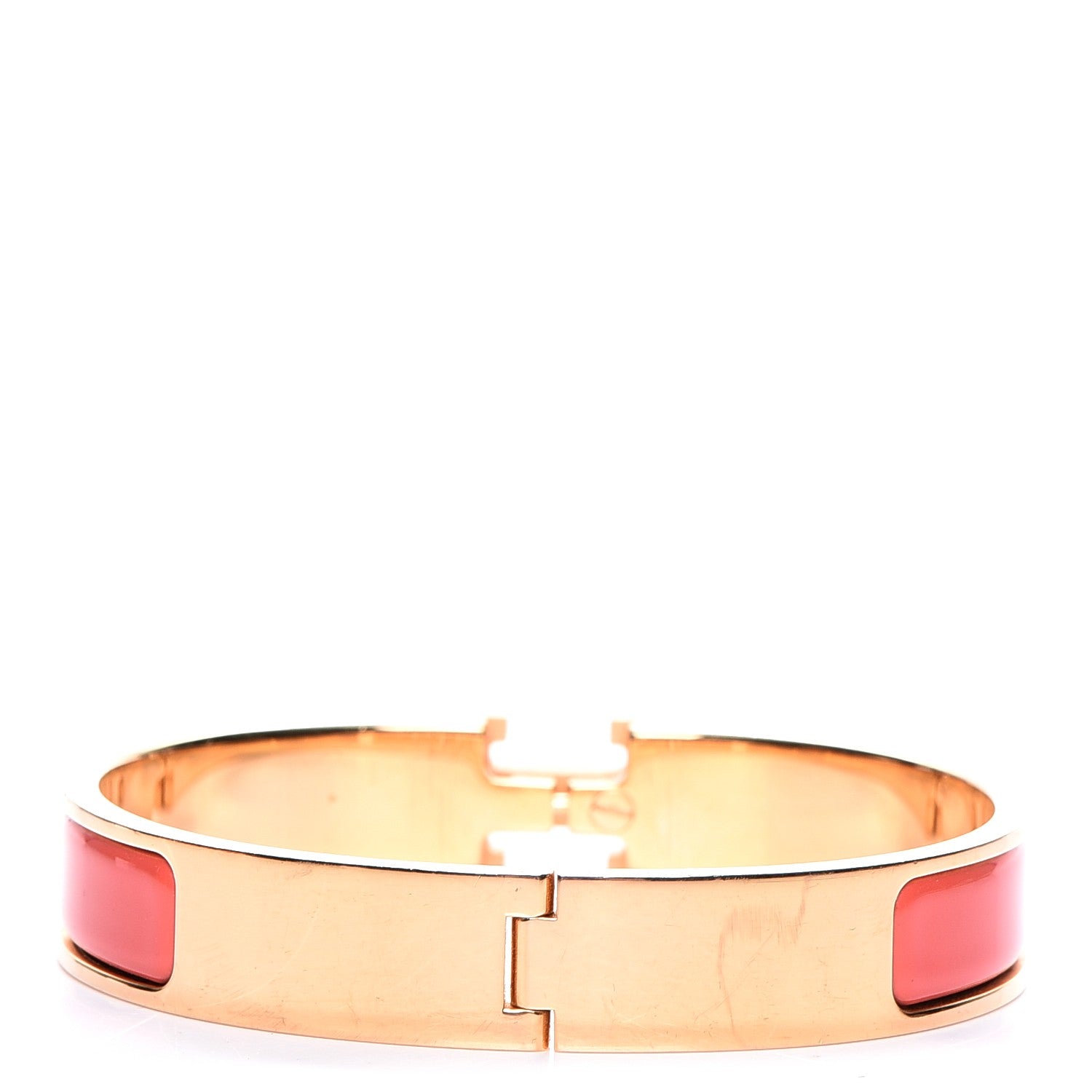 Hermes Enamel Clic Clac H Narrow Bracelet PM Rouge Corail 3 of 5