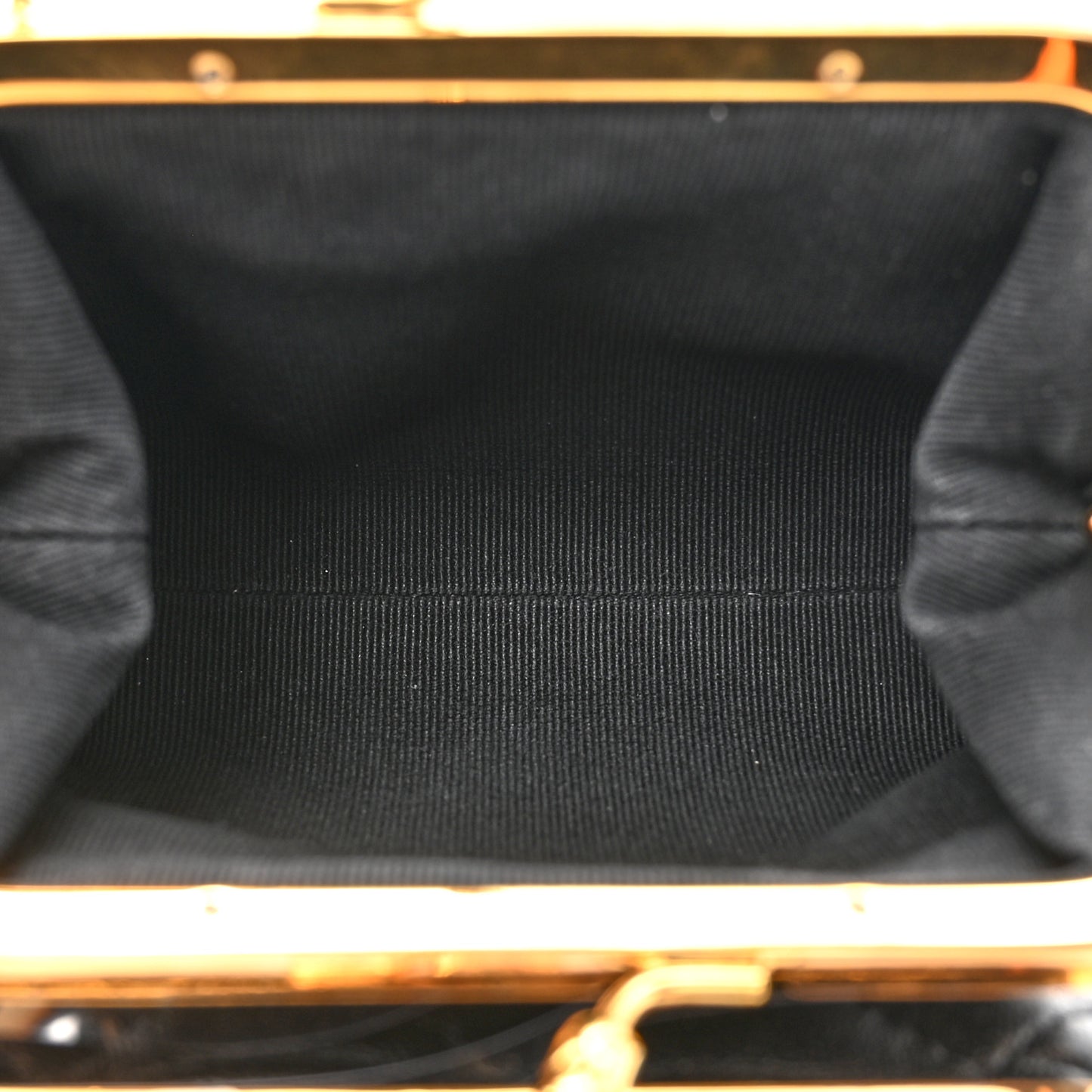 Lambskin Quilted Trio Kiss Lock Clutch With Chain Black