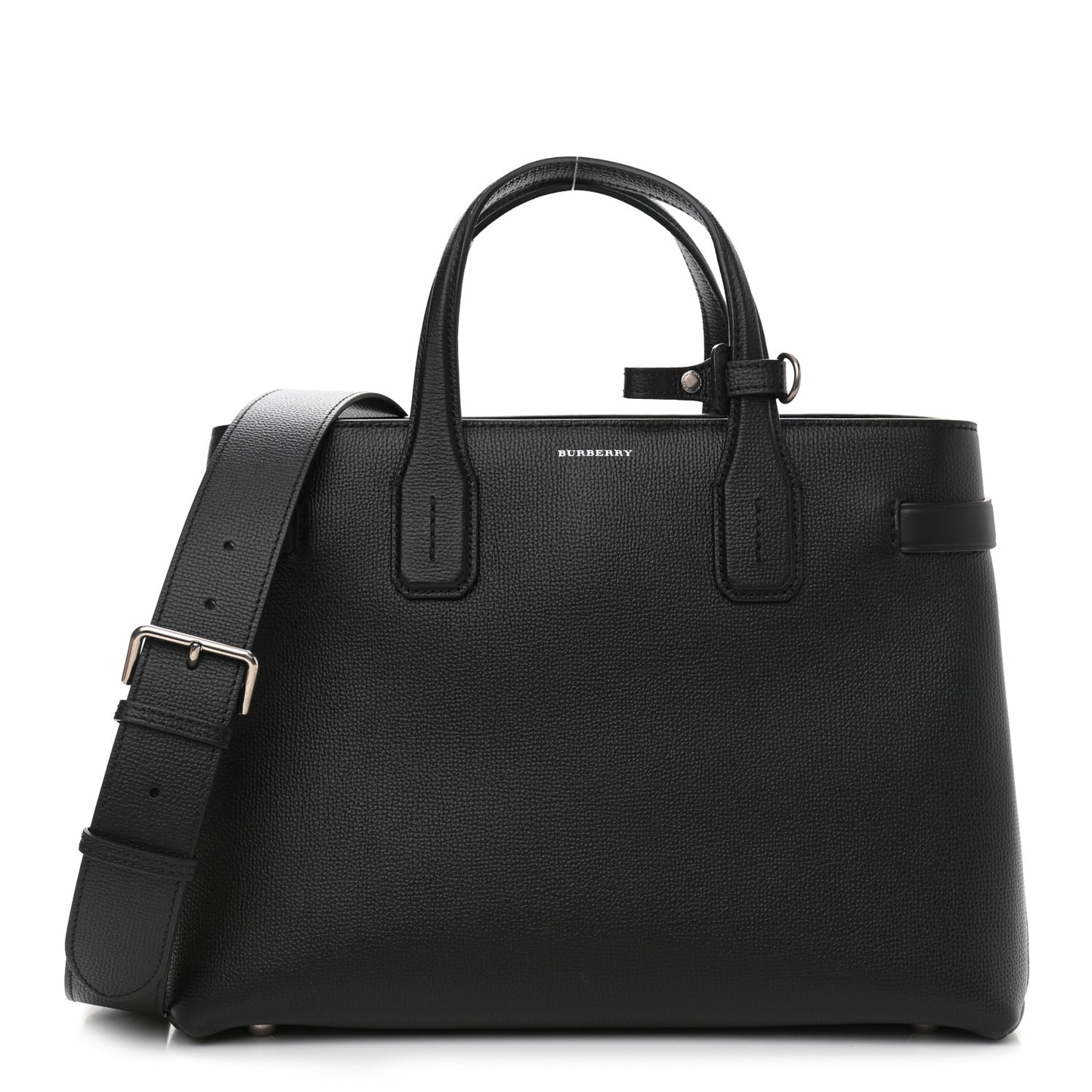 Derby Calfskin House Check Medium Banner Tote Black