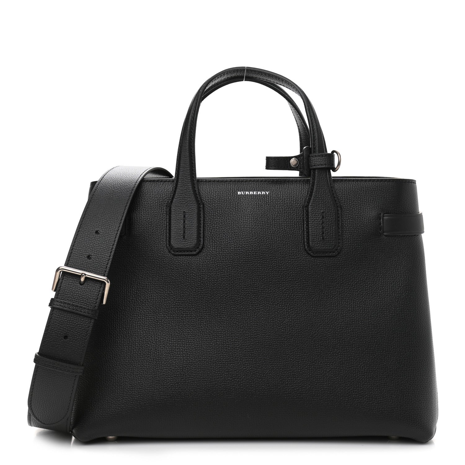 Burberry Derby Calfskin House Check Medium Banner Tote Black 1 of 12