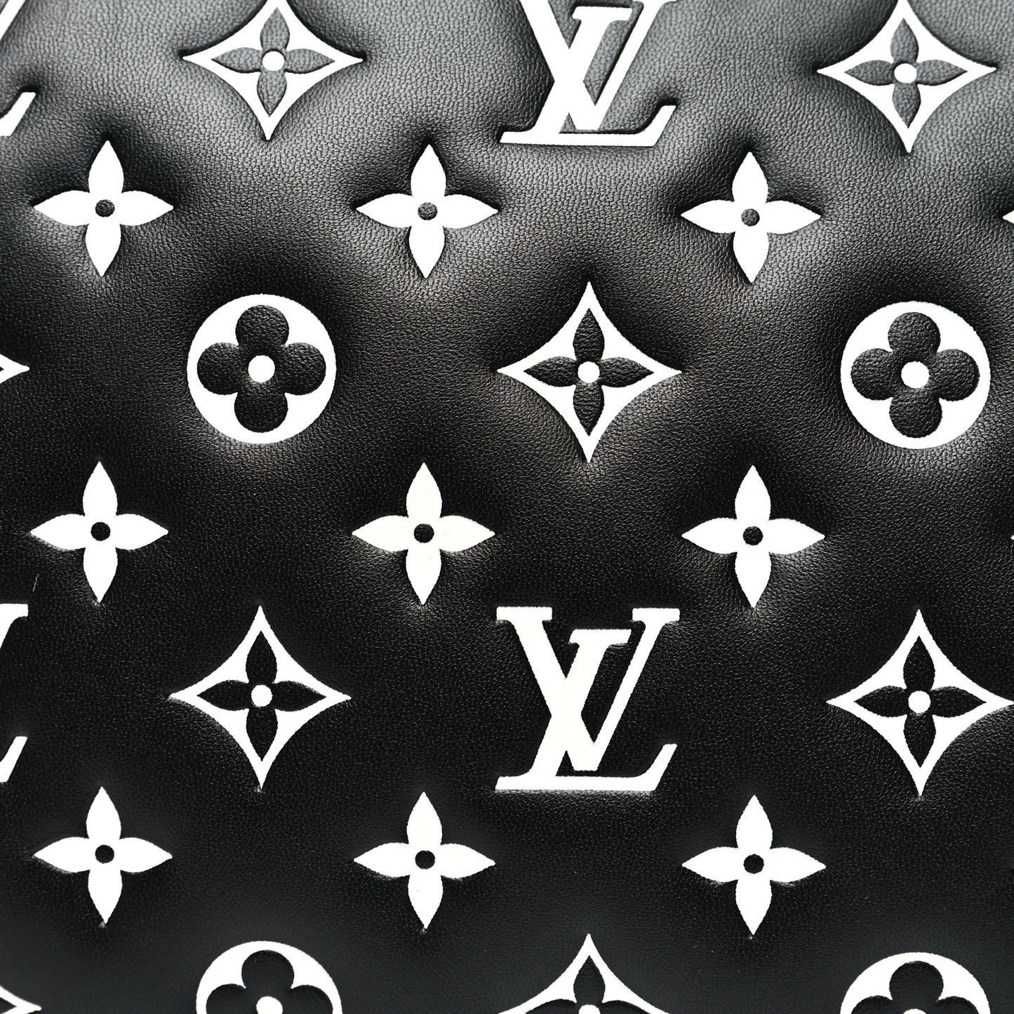 Lambskin Embossed Monogram Coussin PM Black White