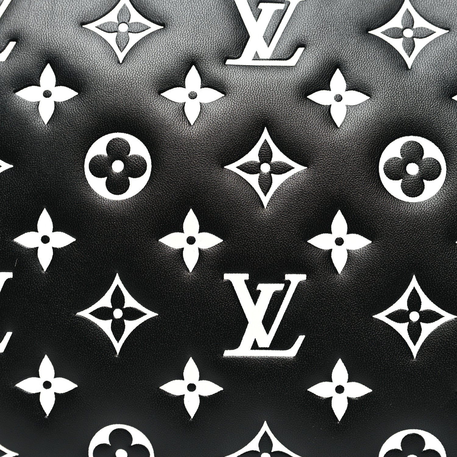 Louis Vuitton Lambskin Embossed Monogram Coussin PM Black White 8 of 10