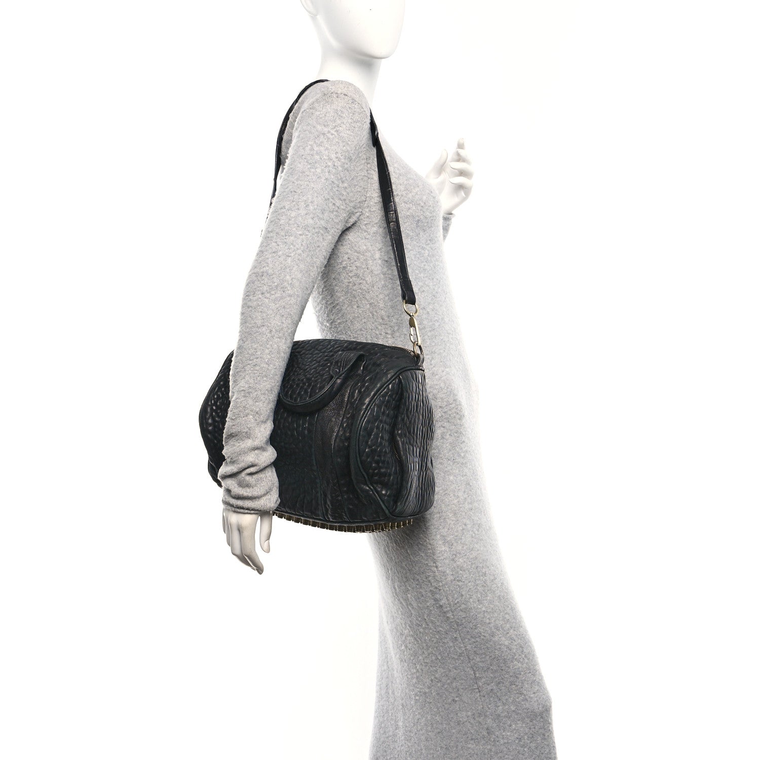 Alexander Wang Pebbled Lambskin Rocco Black Antique Brass Hardware 2 of 10