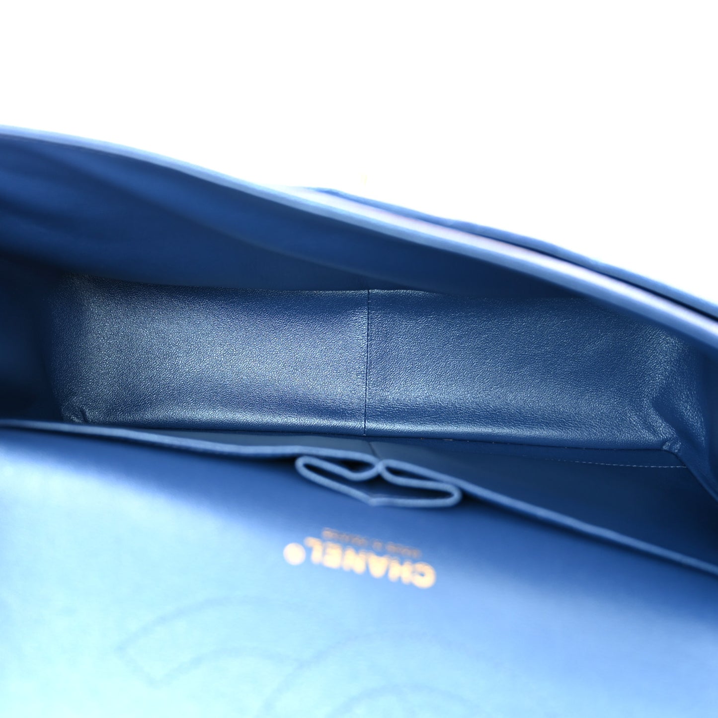 Iridescent Caviar Quilted Jumbo Double Flap Dark Blue