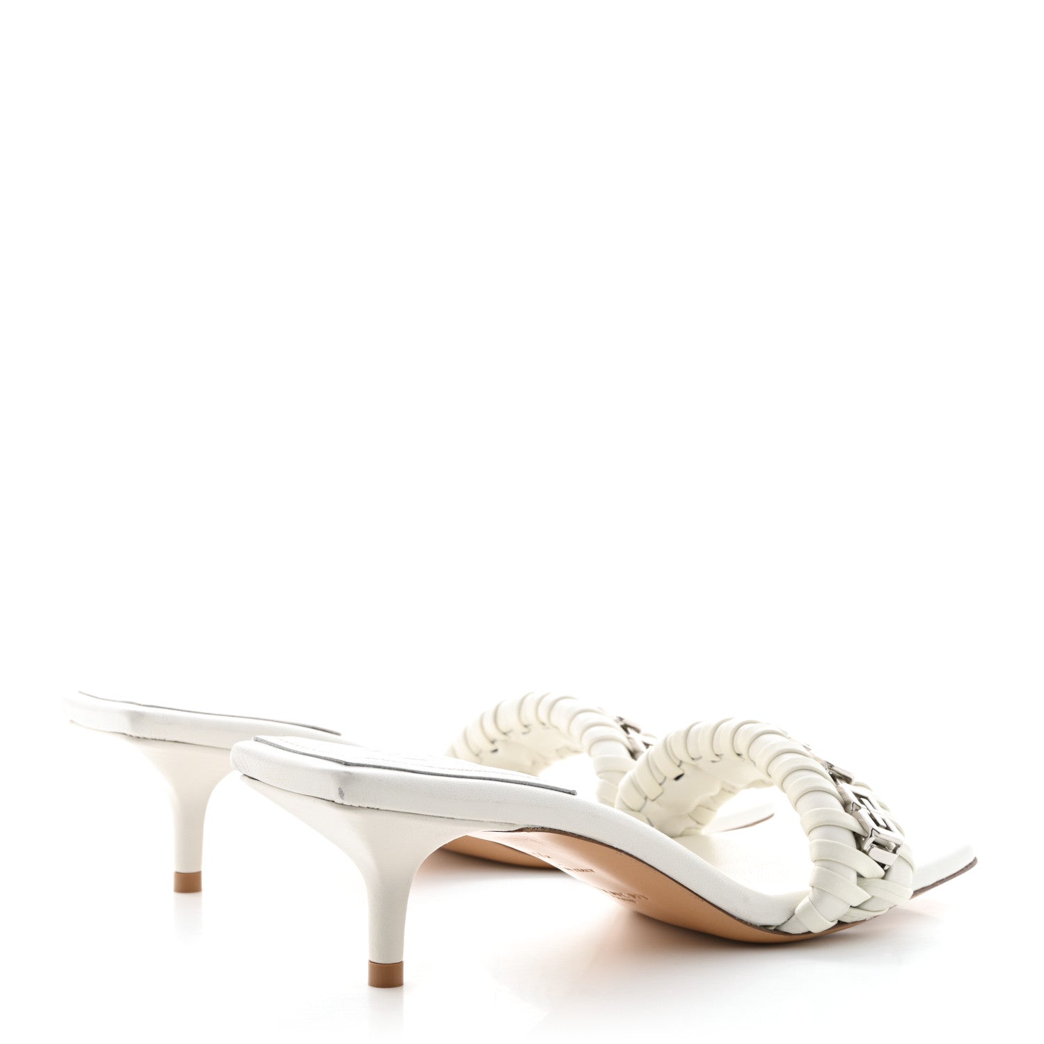 Givenchy Woven Lambskin G Chain 50mm Kitten Heel Sandals 36.5 Ivory 4 of 10