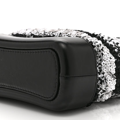Chanel Sequin Calfskin Small Gabrielle Hobo Black White 10 of 10