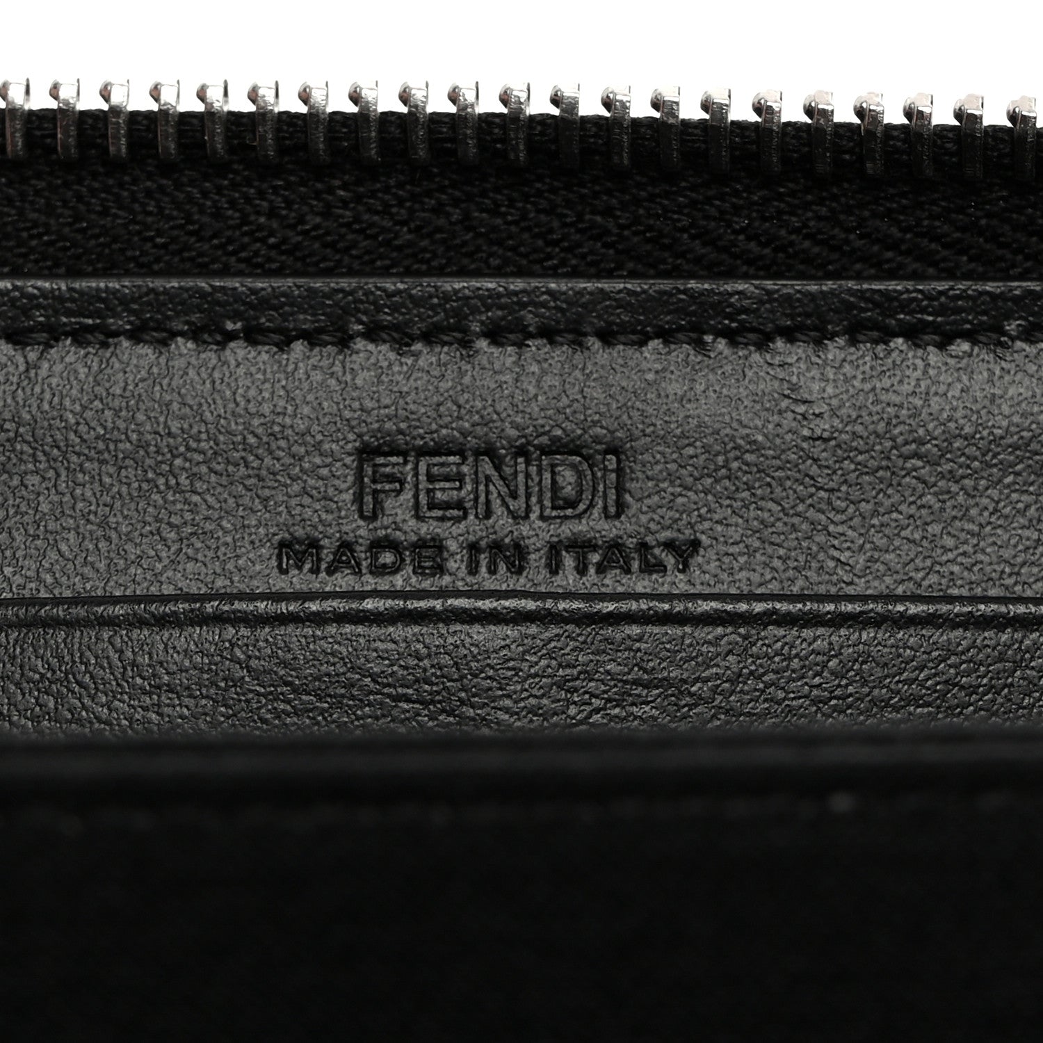 Fendi Glazed Fabric Vitello Liberty FF 1974 Diagonal Zip Around Wallet Tobacco Rosso Black 6 of 7