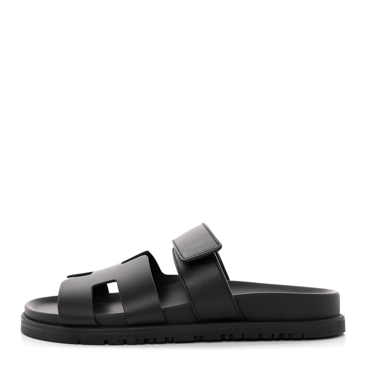Hermes Calfskin Womens Chypre Sandals 36.5 Black 1 of 11
