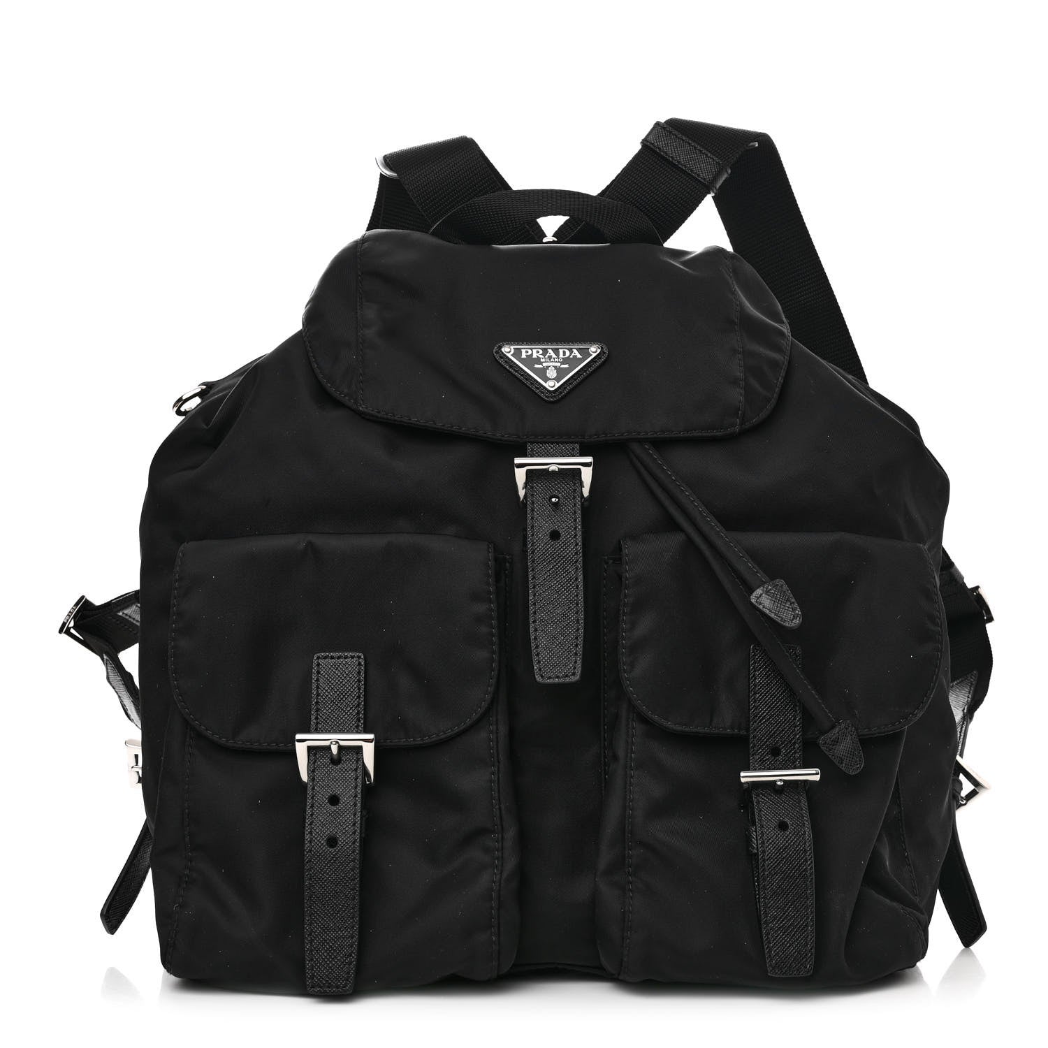 Prada Tessuto Nylon Saffiano Vela Backpack Black 1 of 11