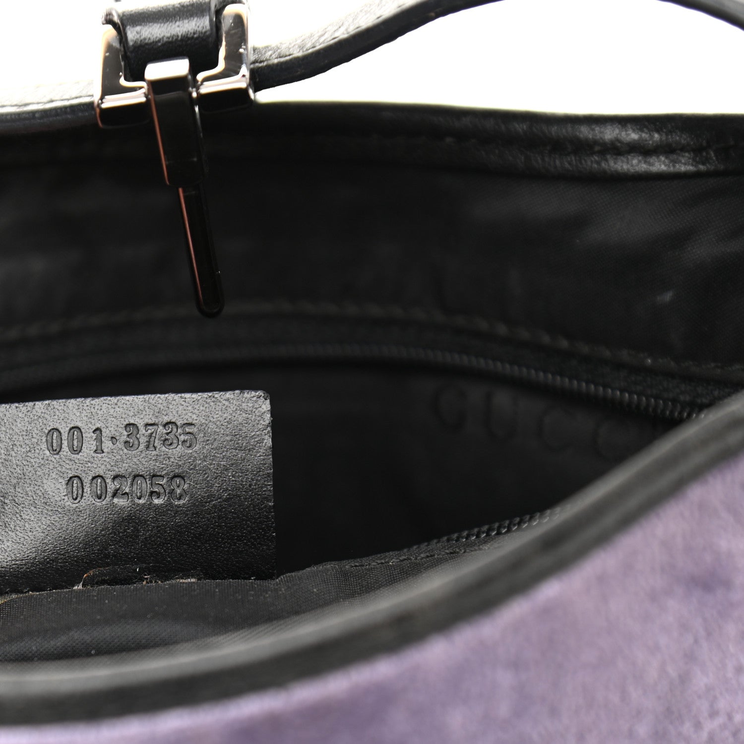 Gucci Velvet Calfskin Jackie O Hobo Purple Black 7 of 17