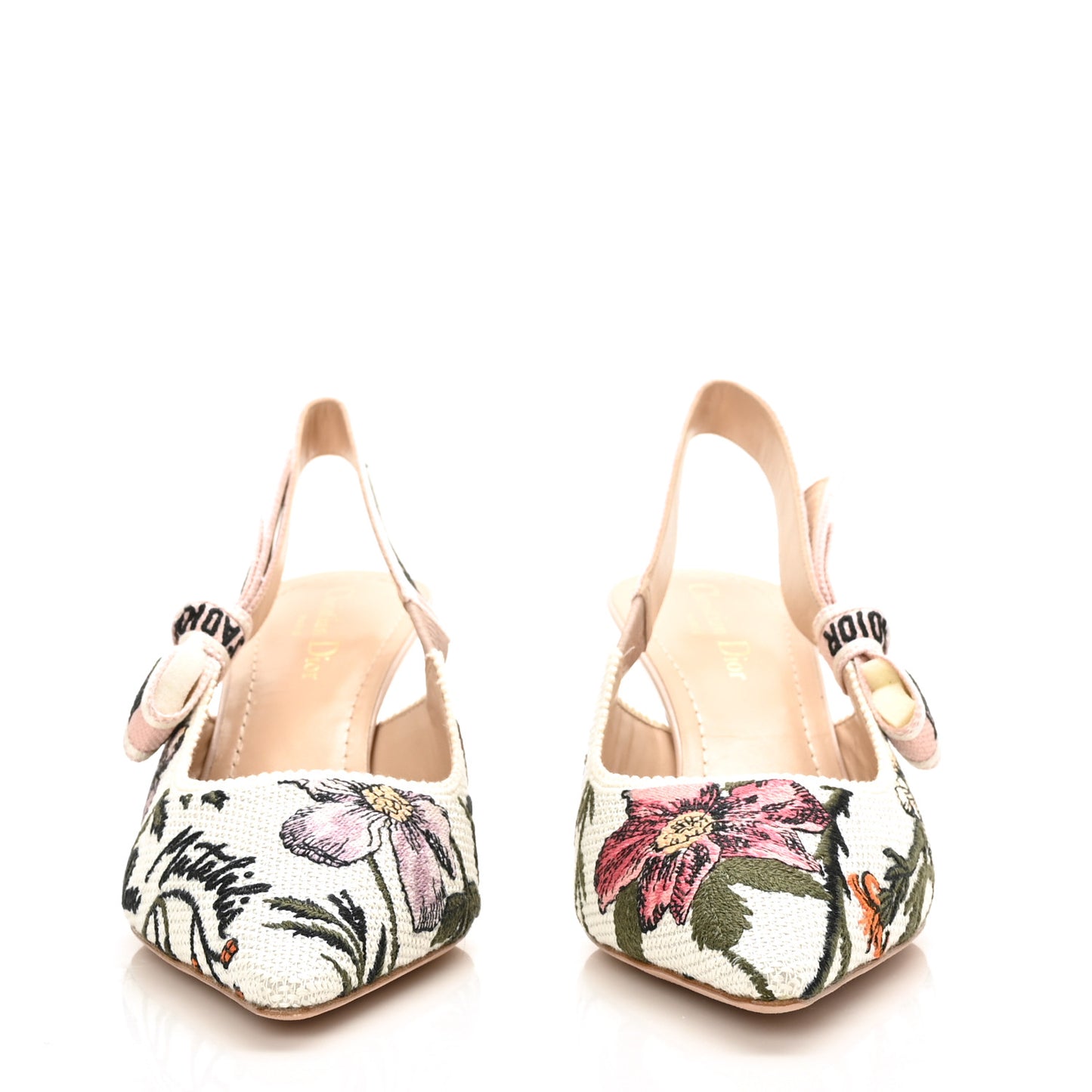 Canvas Ribbon Rose Mutabilis Embroidered J'Adoir Slingback 65mm Pumps 39.5 Multicolor