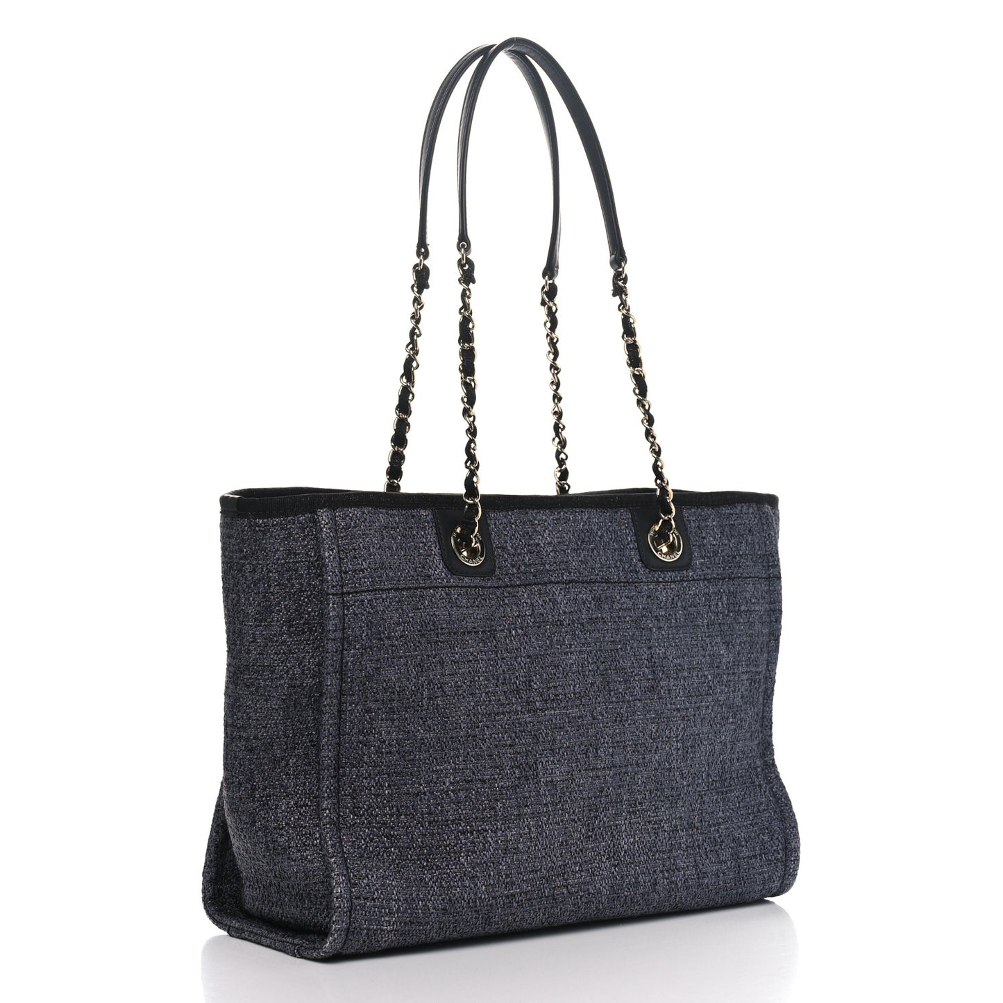 Mixed Fibers Calfskin Small Deauville Tote Blue
