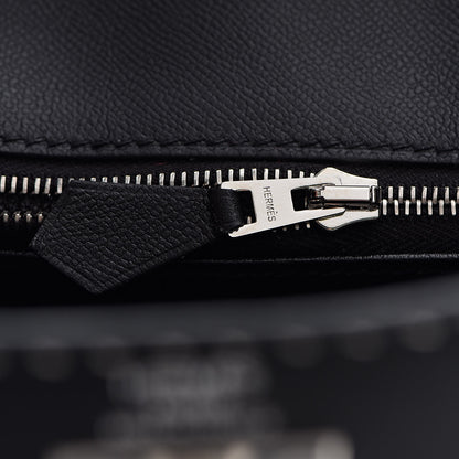 Hermes Grained Monsieur Un Point Sur Deux Kelly Sellier 28 Black 27 of 36