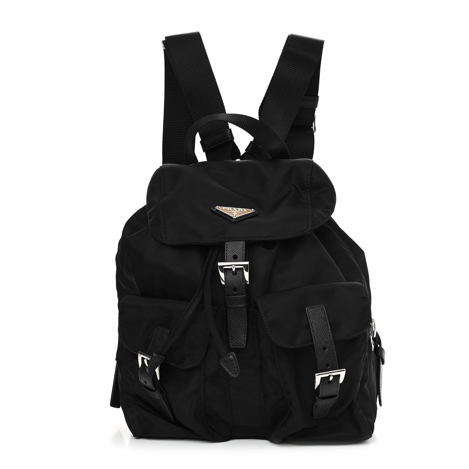 Prada Tessuto Nylon Saffiano Small Backpack Black 1 of 9