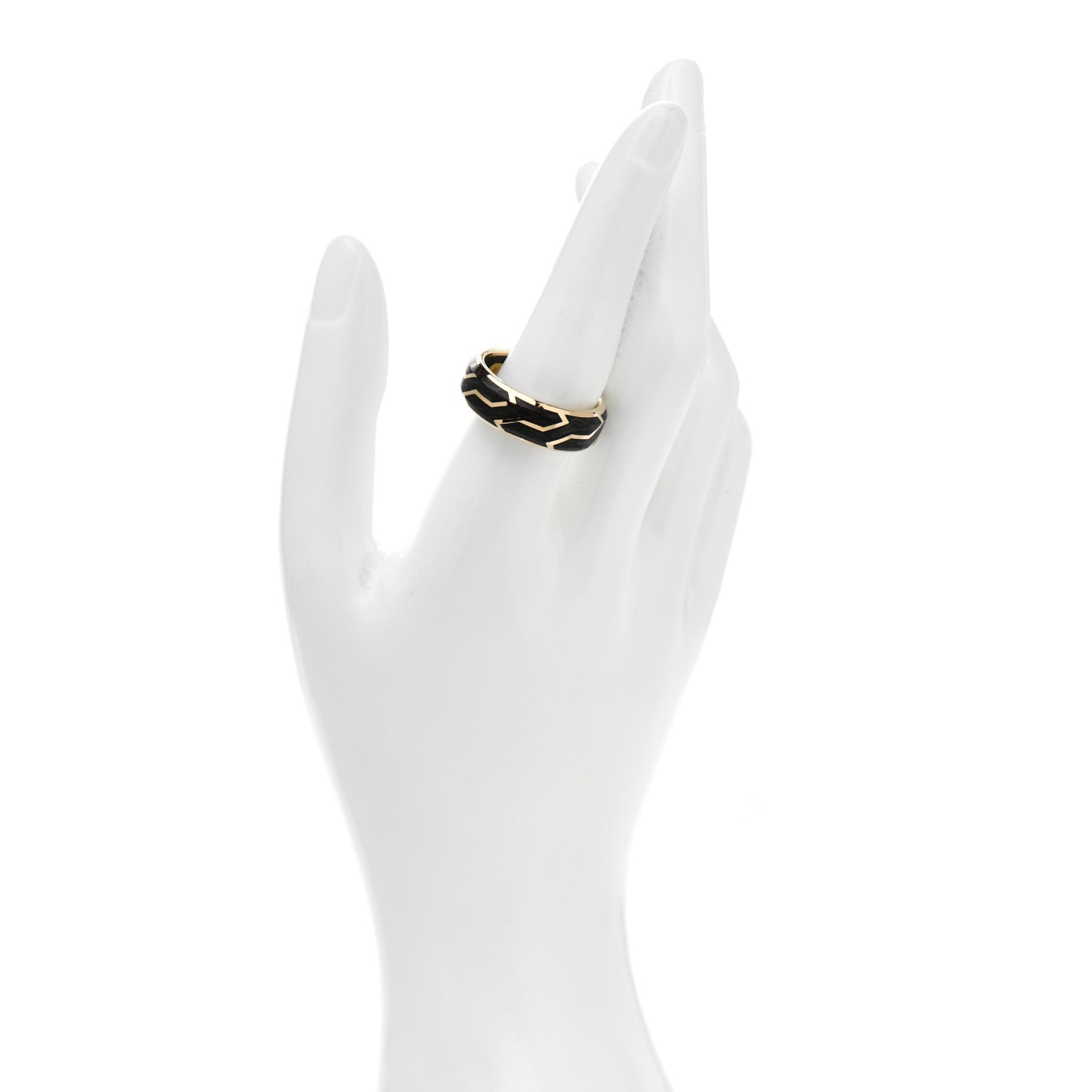David Yurman 18K Yellow Gold Forged Carbon Band Ring 65 11 2 of 5