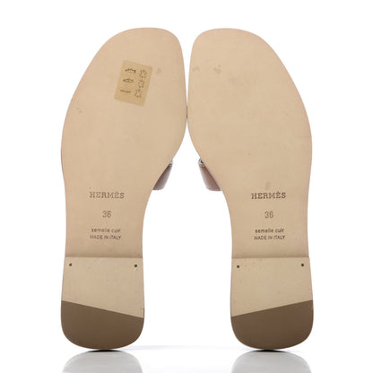 Hermes Box Calfskin Oran Sandals 36 Gold 5 of 9