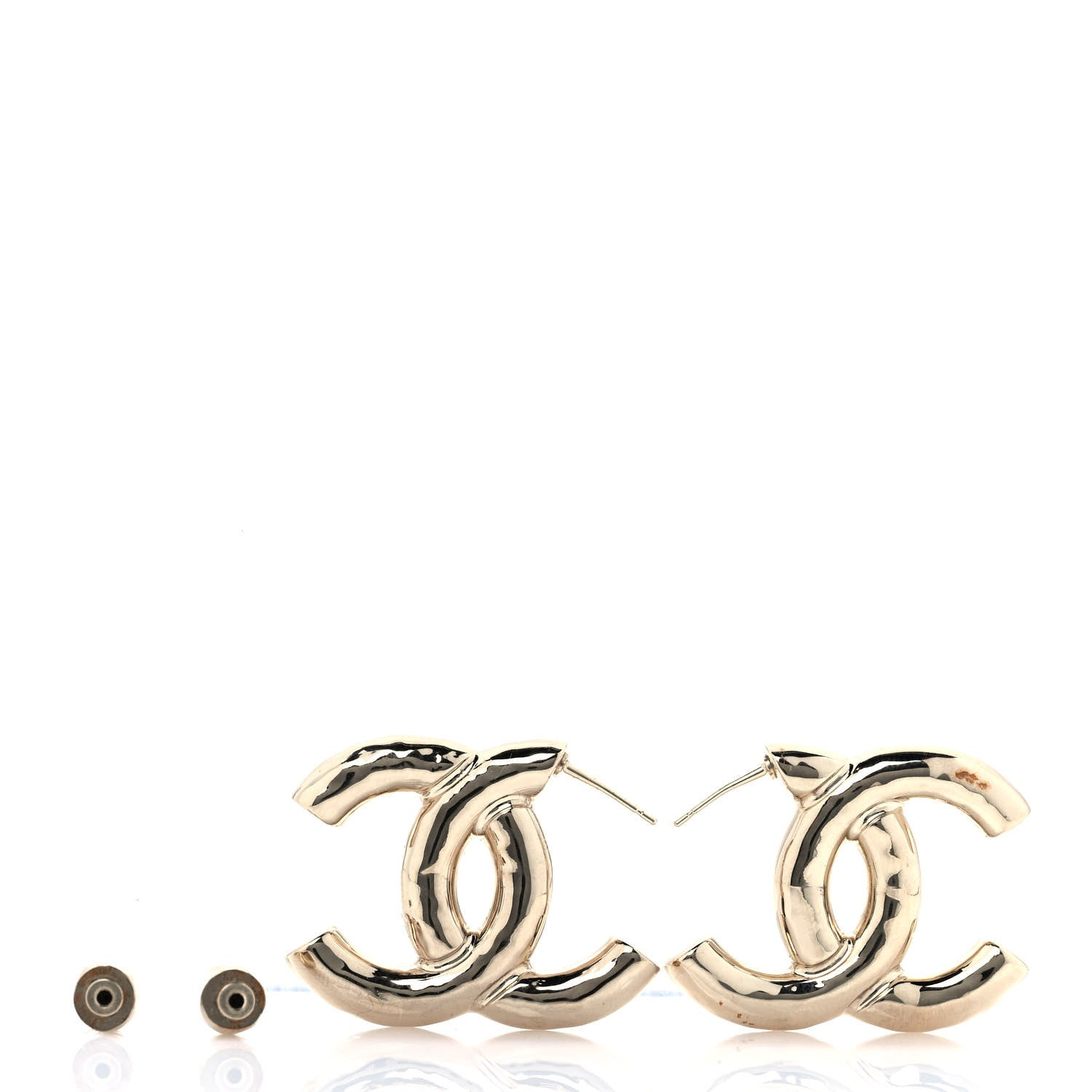 Chanel Metal Large CC Earrings Light Gold 4 of 5