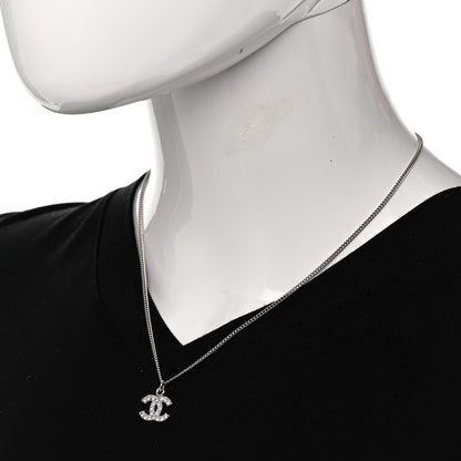 Chanel Crystal Timeless CC Necklace Silver 2 of 6