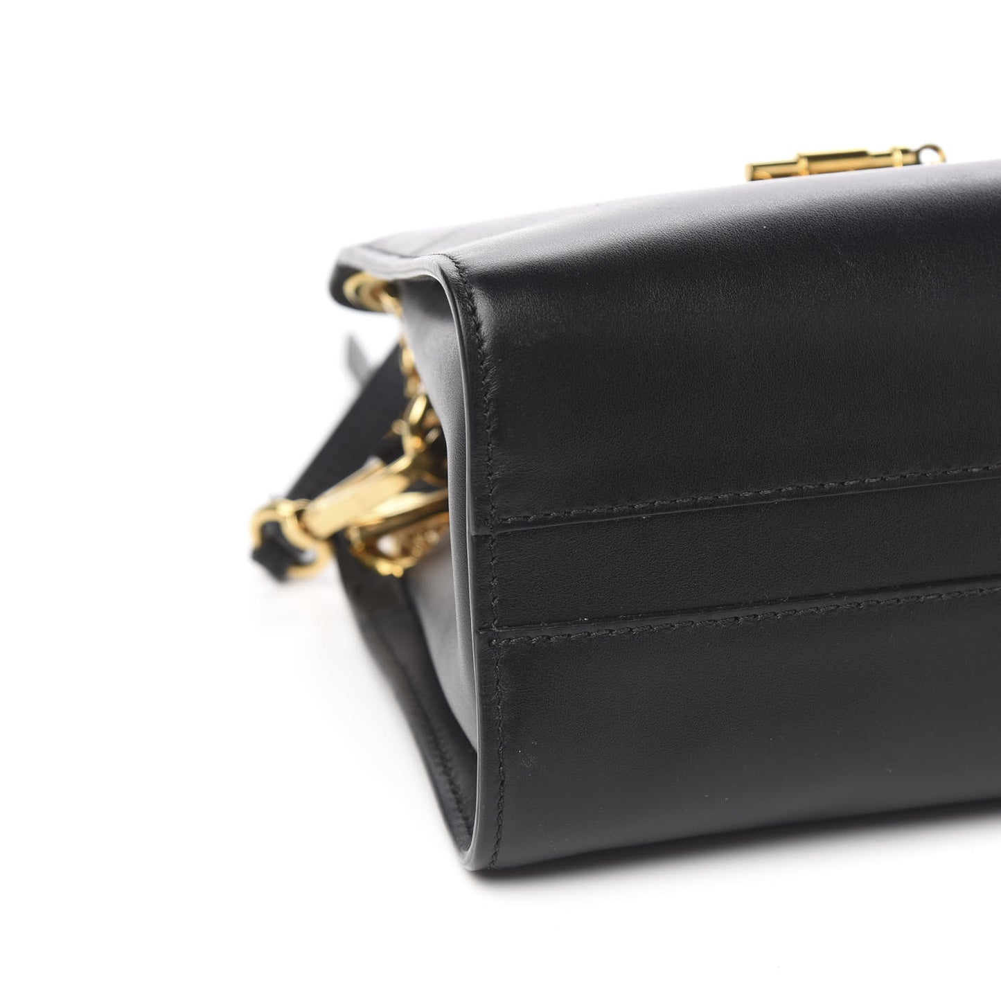 Shiny Calfskin Mini Annie Shoulder Bag Black