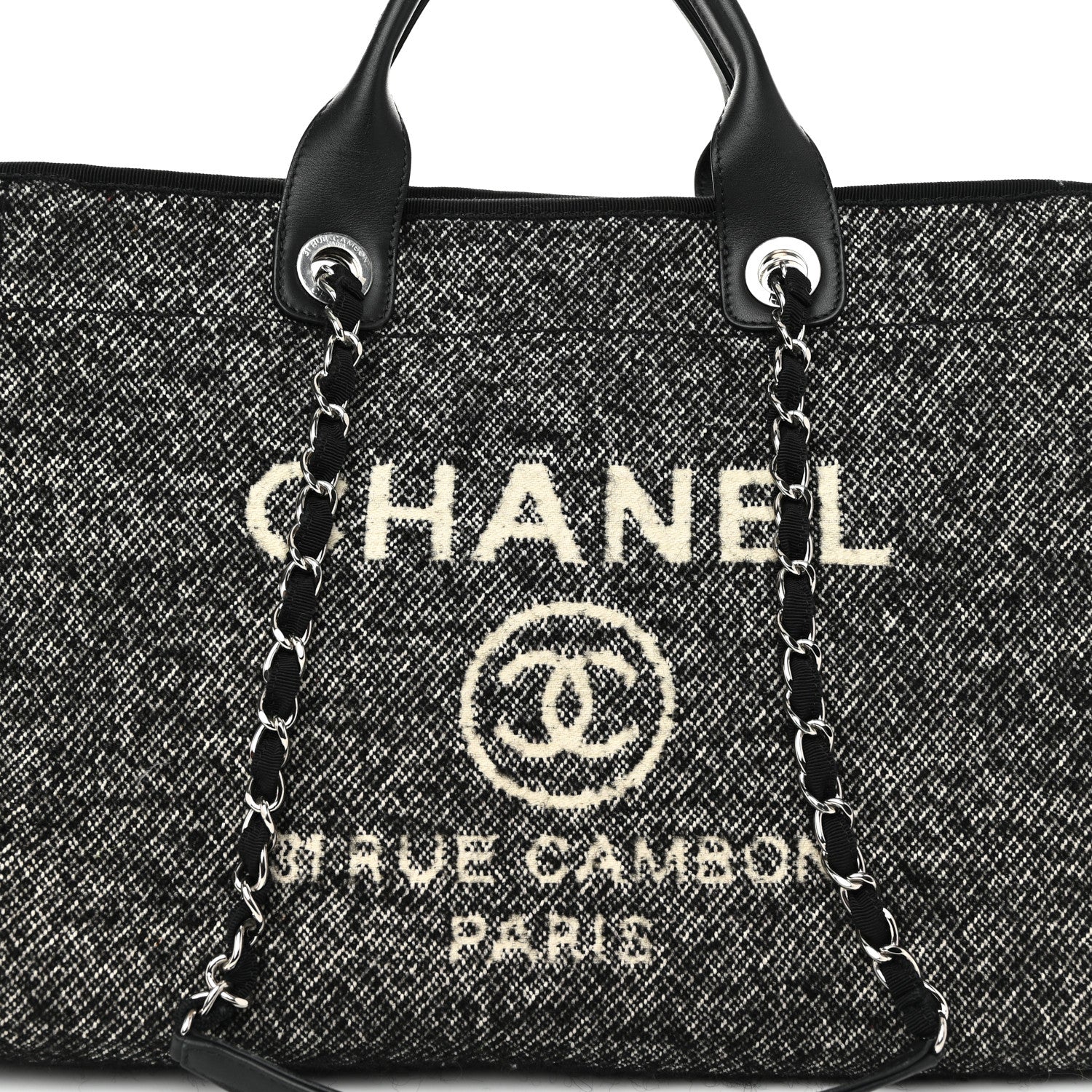 Chanel Mixed Fibers Calfskin Medium Deauville Tote Black 8 of 11