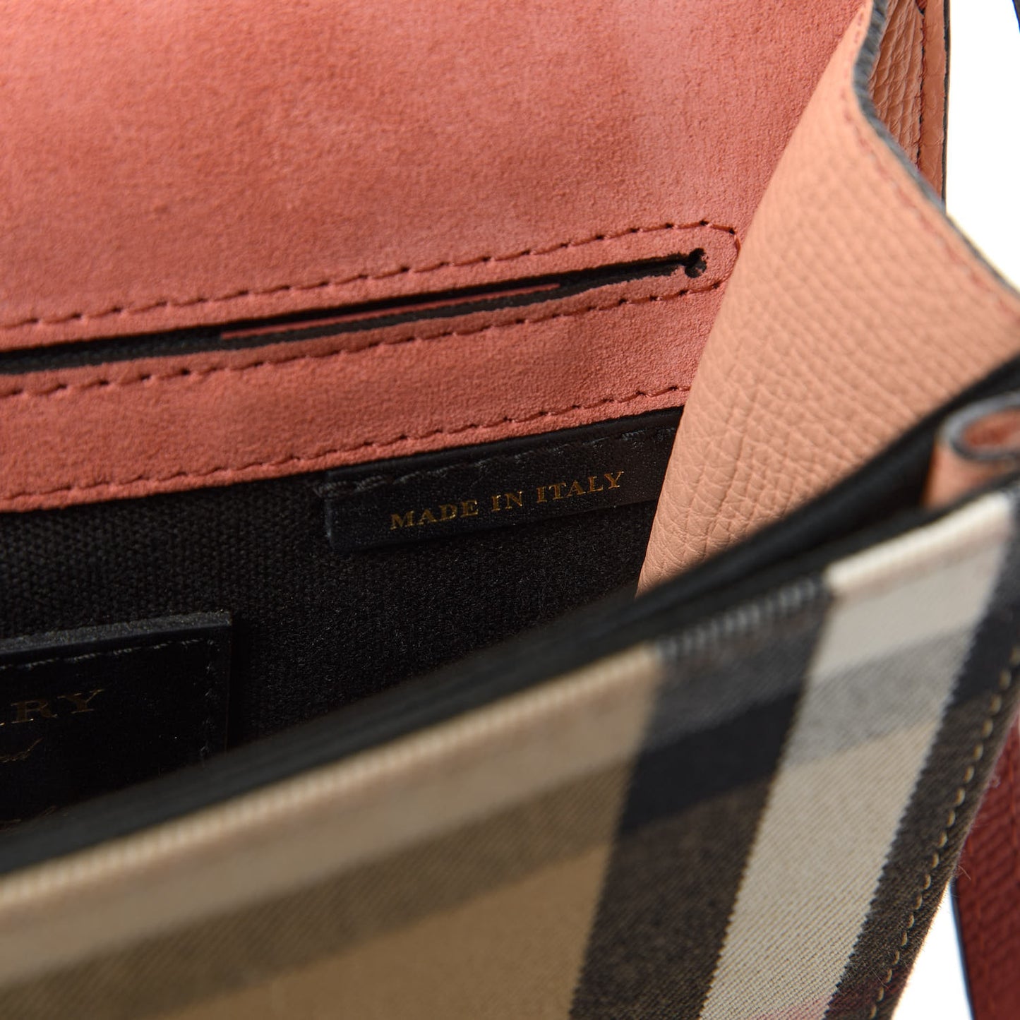 Derby Calfskin House Check Small Macken Crossbody Bag Copper Pink