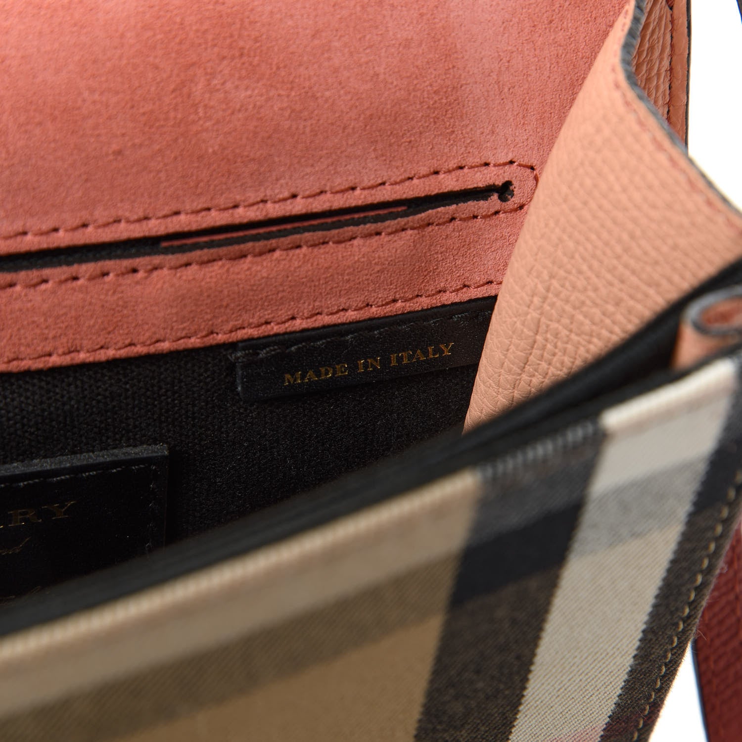 Burberry Derby Calfskin House Check Small Macken Crossbody Bag Copper Pink 9 of 11