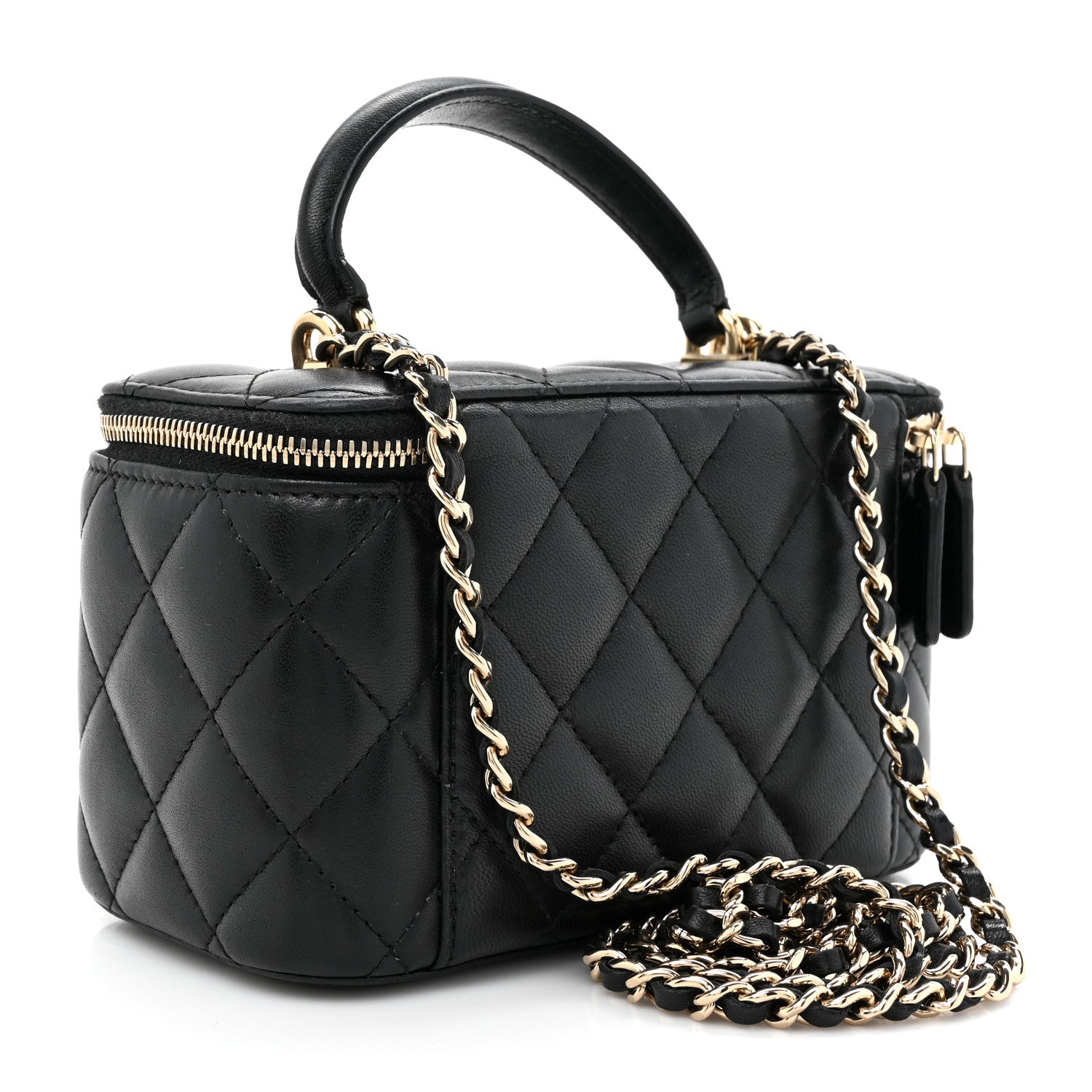 Chanel Lambskin Quilted Small Top Handle Vanity Case With Chain Black 2 of 13