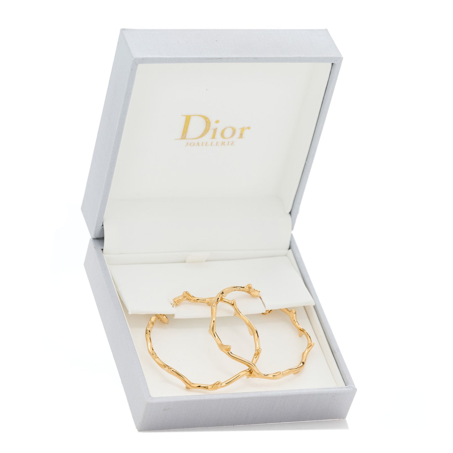 18K Yellow Gold Large Bois de Rose Hoop Earrings