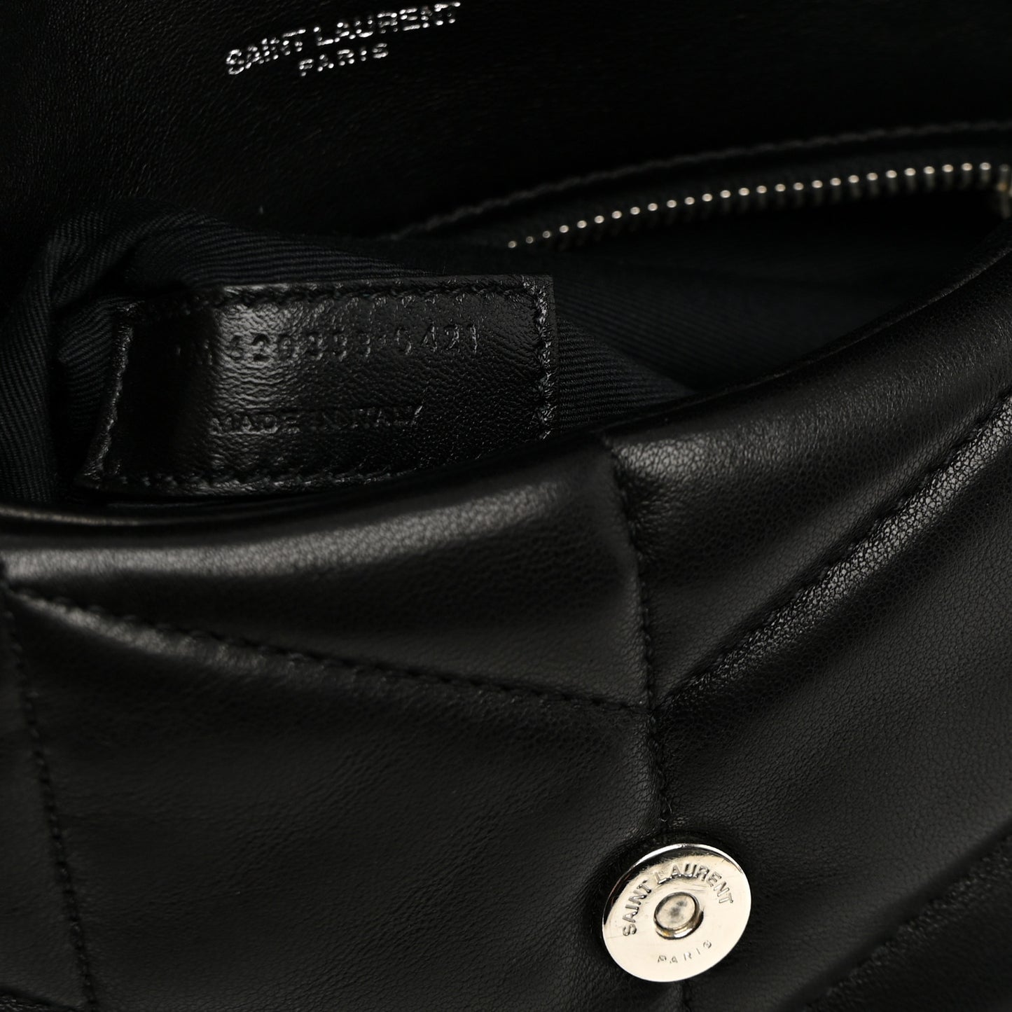 Lambskin Quilted Toy Loulou Puffer Monogram Chain Satchel Black